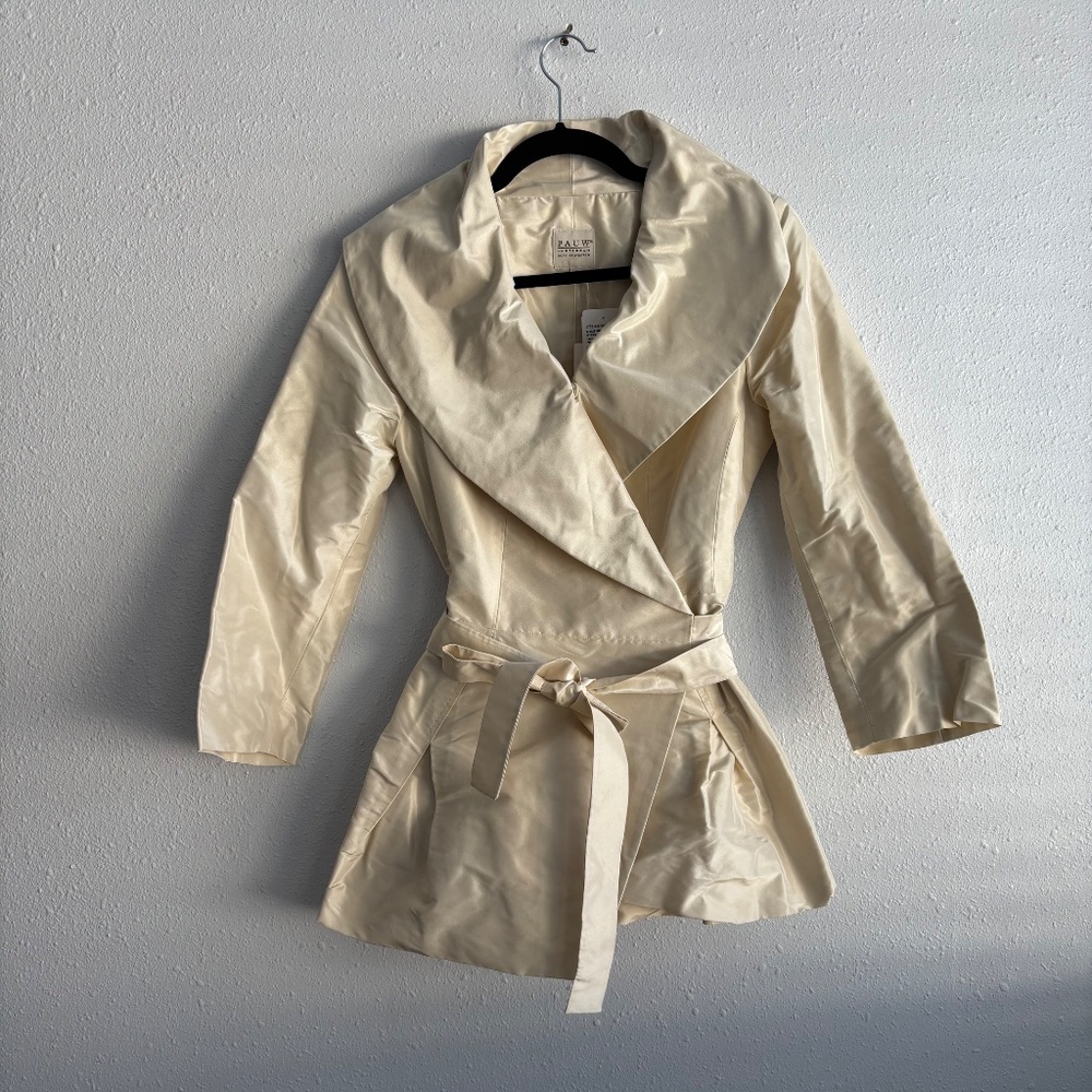 NWT PAUW Amsterdam 100% Silk Pearl Iridescent Wrap Shawl Neck Jacket